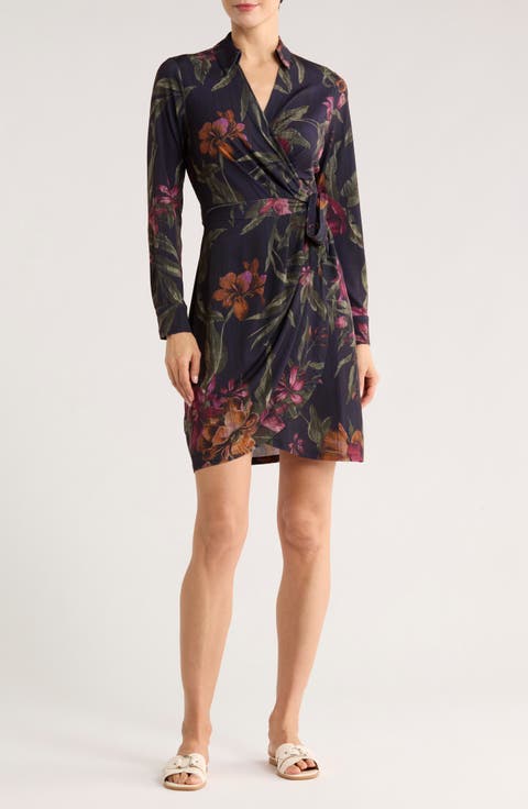 Carmela Orchid Isle Long Sleeve Wrap Dress