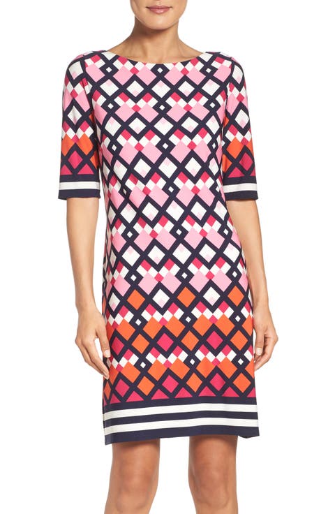 Border Print Shift Dress