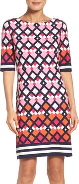 Eliza J Border Print Shift Dress