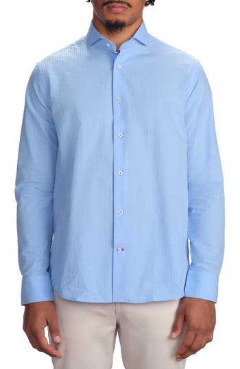 Studio Garnet Los Angeles Seaside Cotton Seersucker Button-up Shirt In Blue