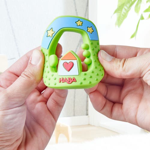 Haba Dreamland Silicone Teething & Grasping Baby Toy In Green
