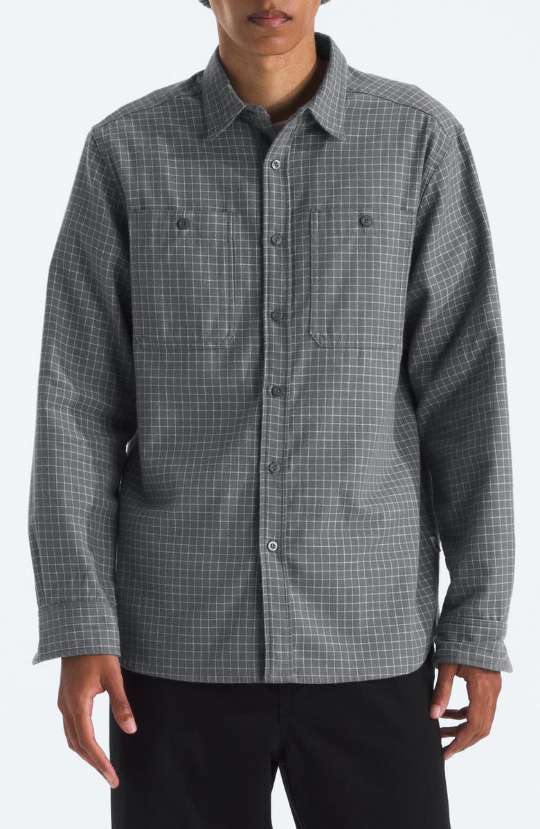 The North Face Arroyo Plaid Cotton Flannel Button-Up Shirt, Main, color, Smoked Pearl Grid Plaid