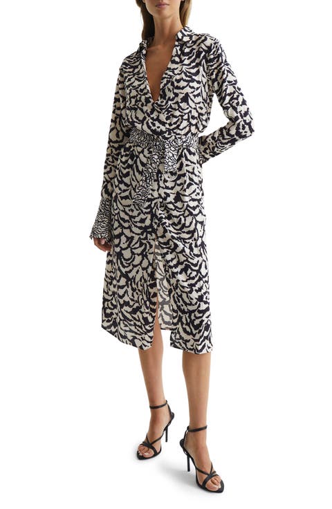 Evie Animal Print Belted Long Sleeve Dress