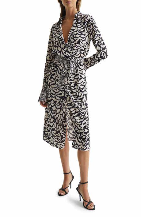 Evie Animal Print Belted Long Sleeve Dress