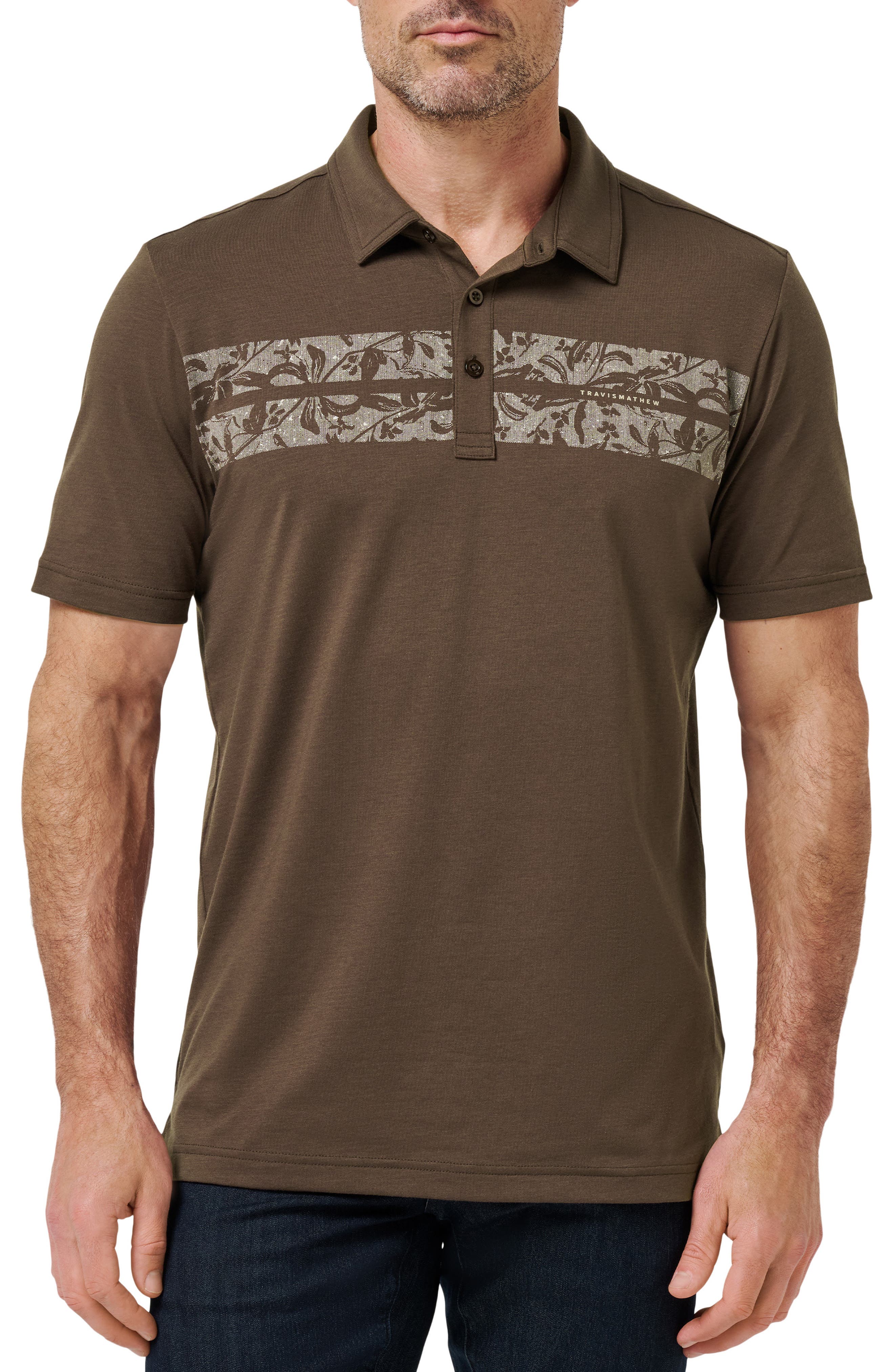 TravisMathew Orchard Walk Floral Stripe Polo