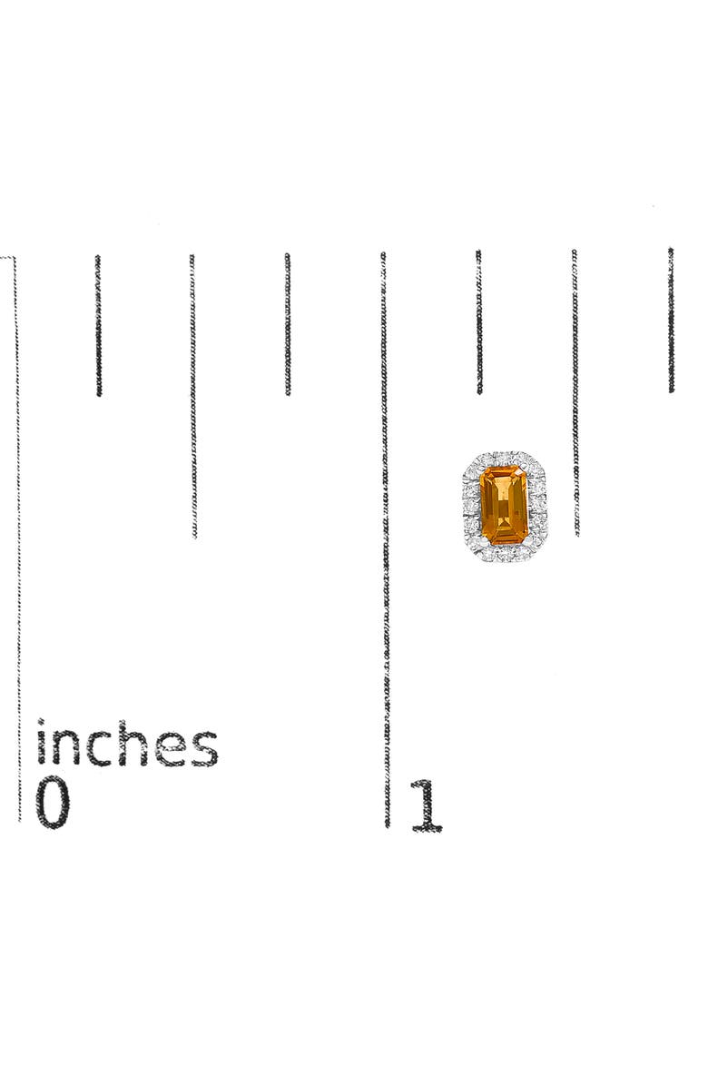 Haus of Brilliance 10K Gold 5x3mm Emerald-Cut Gemstone and 1/7 Cttw Diamond Halo Octagonal Stud Earrings, Alternate, color, Orange Citrine | White