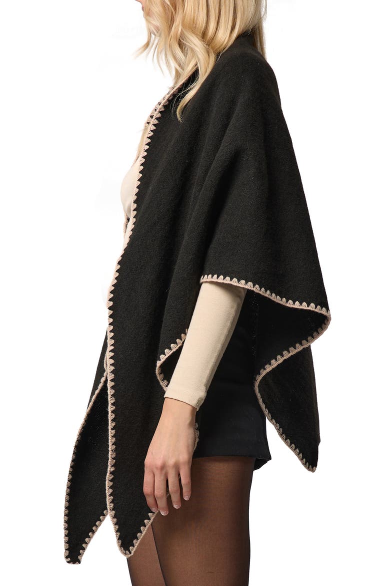 Triangle Knit Trim Shawl, Alternate, color, BLACK