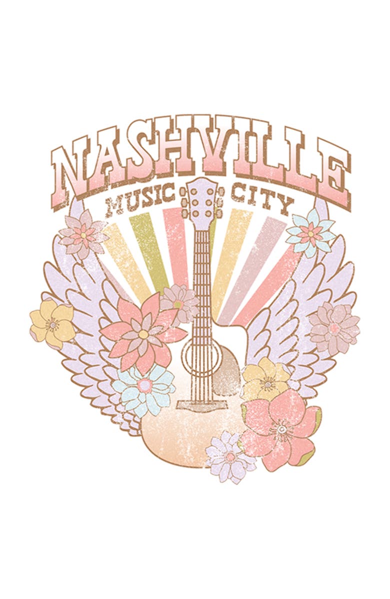 Lost Gods Women's Lost Gods Distressed Nashville Music City  Graphic T-Shirt, Alternate, color, White