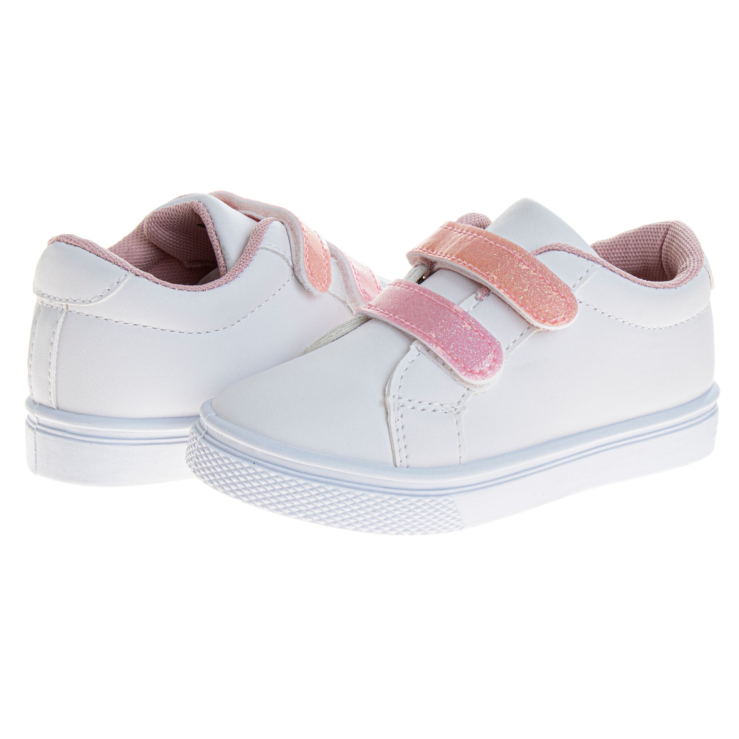 Laura Ashley Hook and Loop Girls' Casual Sneakers., Alternate, color, White/Pink