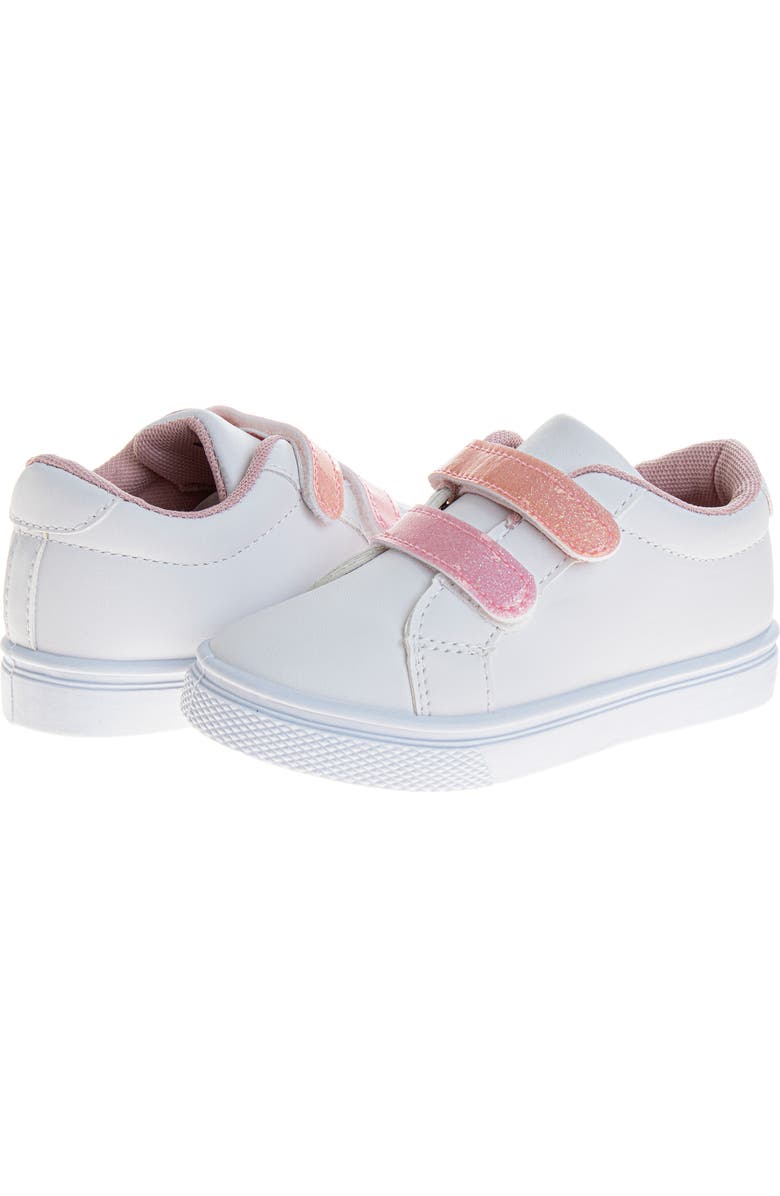 Laura Ashley Hook and Loop Girls' Casual Sneakers., Alternate, color, White/Pink