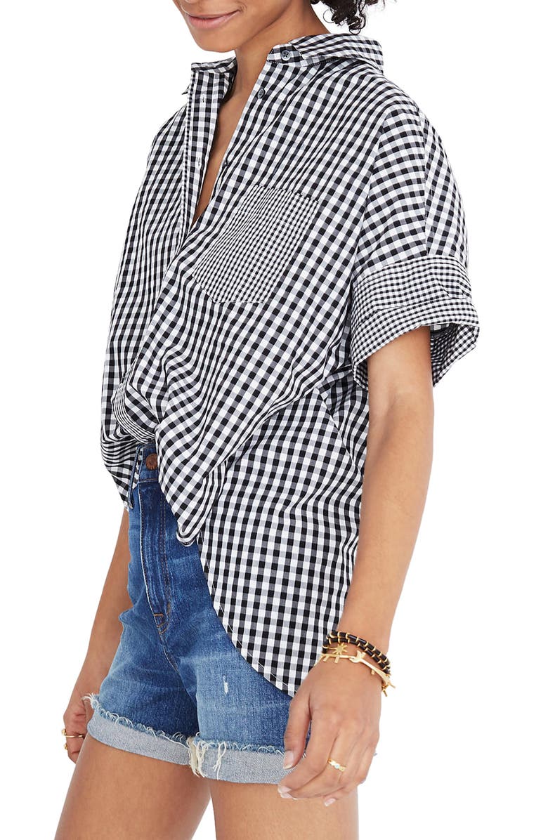 Madewell Gingham Play Button Down Shirt, Main, color,