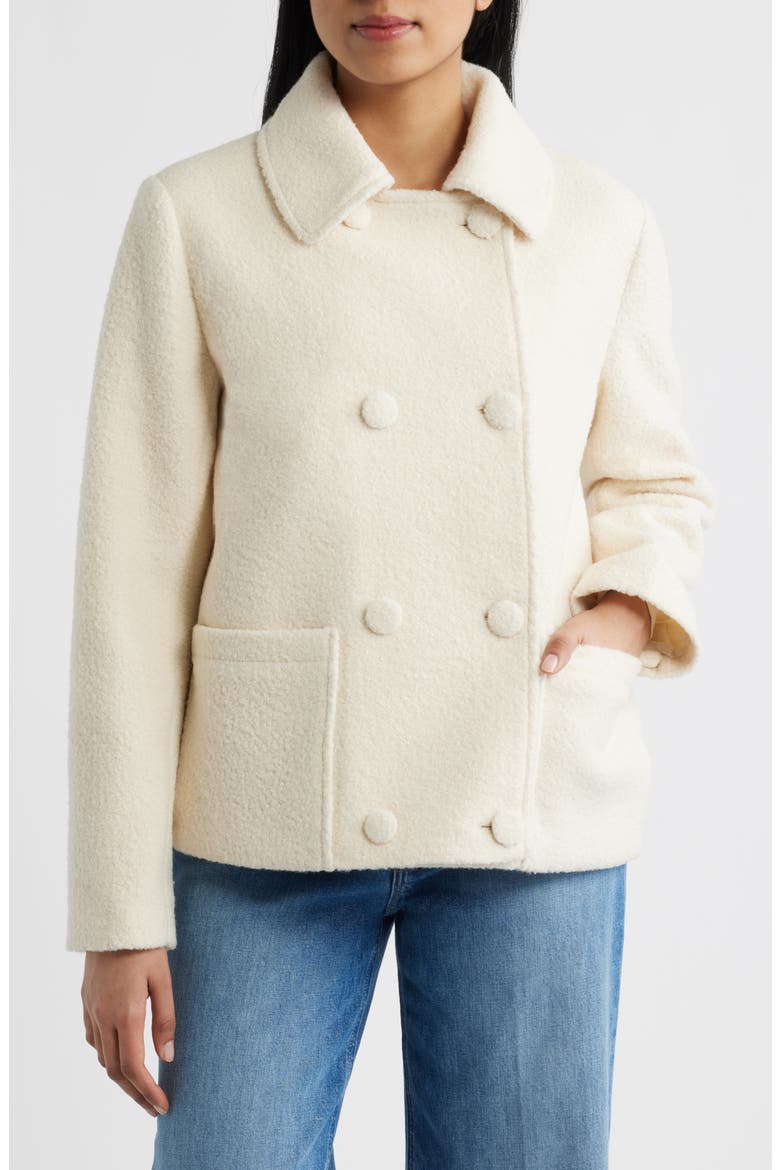 Short Bouclé Coat, Main, color, CREAM