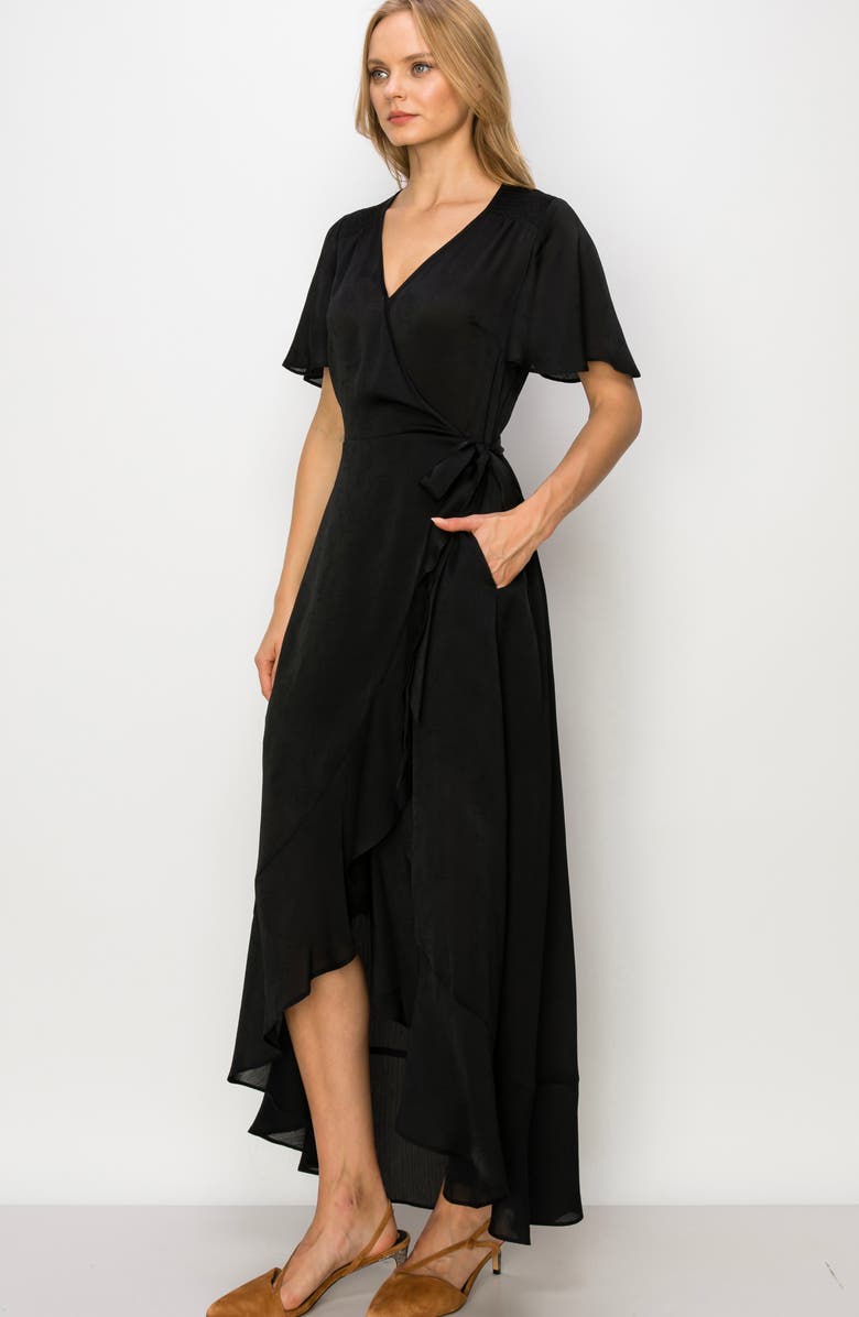 MELLODAY V-Neck Ruffle Sleeve Wrap Dress, Alternate, color, 