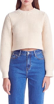 English Factory Crewneck Crop Sweater