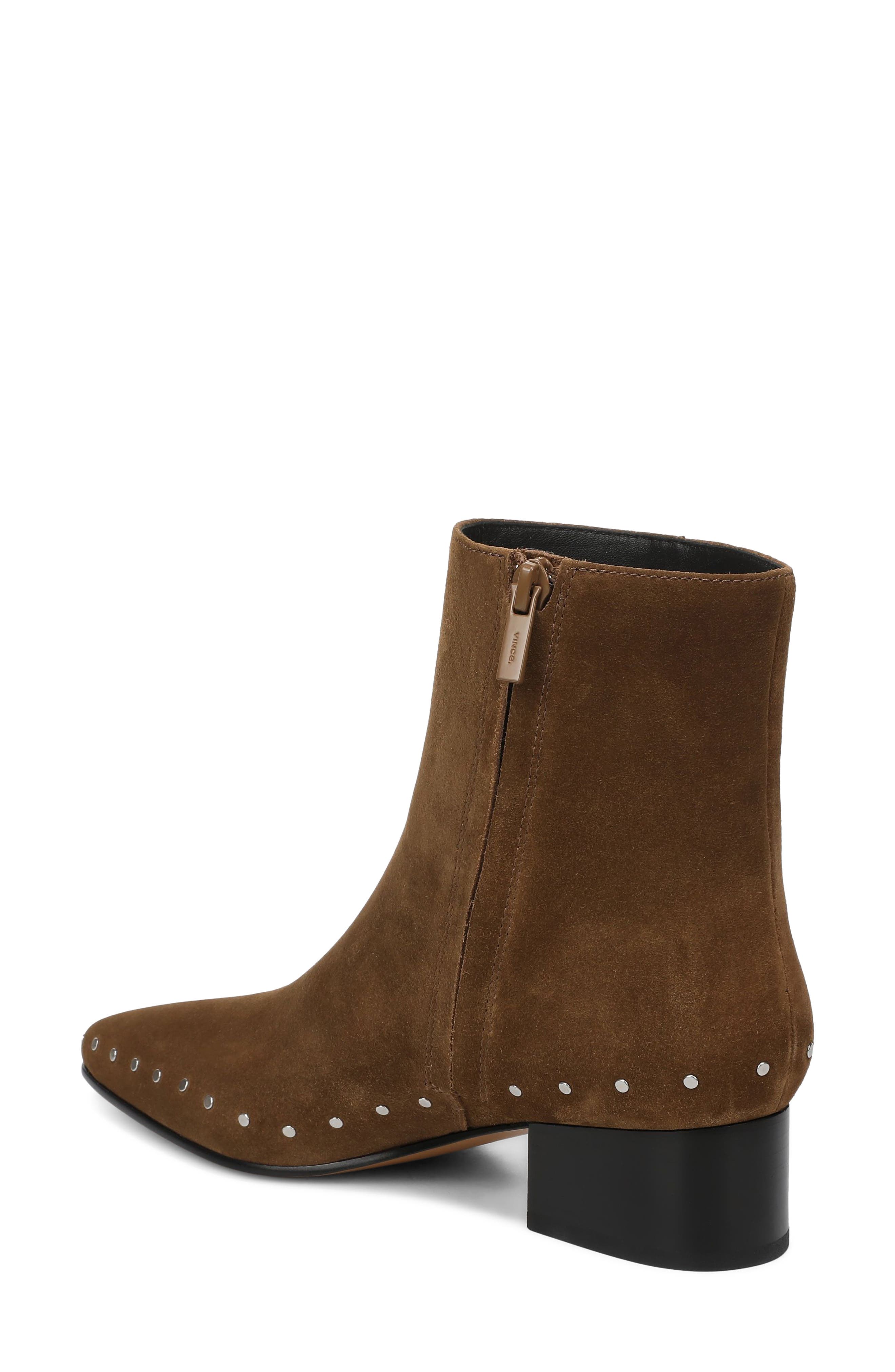 August Pointed Toe Leather Bootie, Alternate, color, ELMWOOD