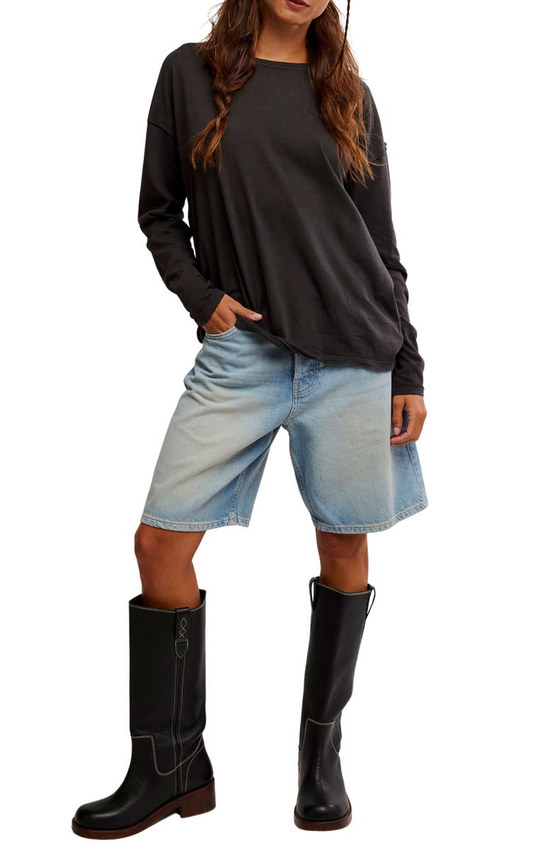 Free People Nina Long Sleeve T-Shirt, Alternate, color, Black