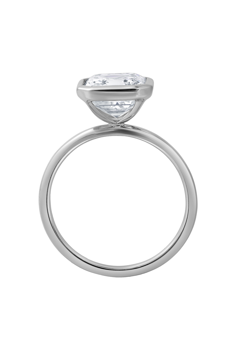 Adele 2.5Ct Asscher Lab Grown Diamond Bezel Engagement Ring, Alternate, color, 14K White Gold