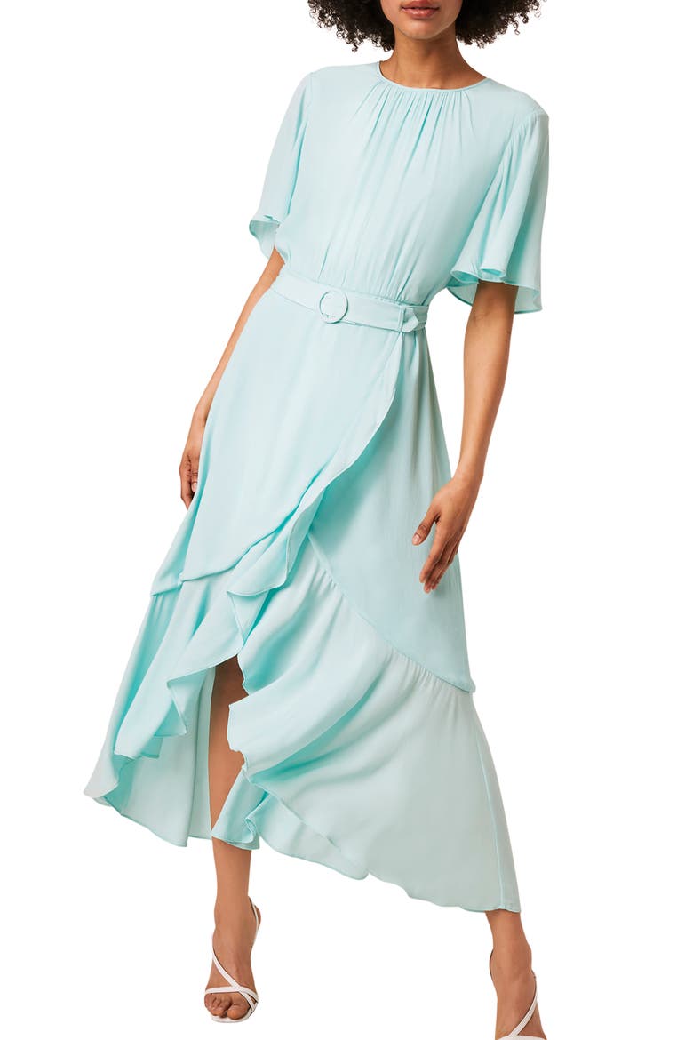 Emina Belted High/Low Midi Dress, Alternate, color, GLASS MINT