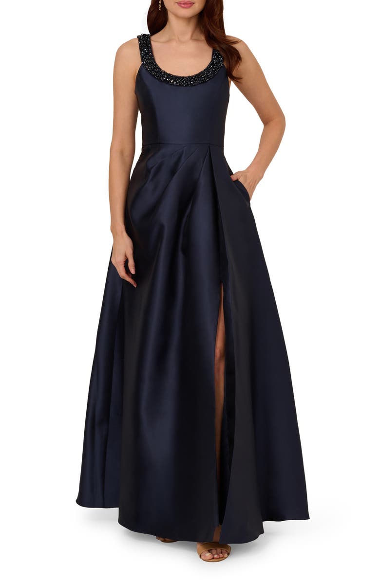 Adrianna Papell Beaded Mikado Ballgown, Main, color, 