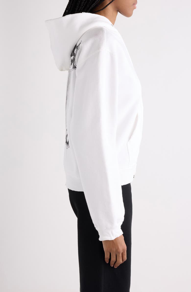 Balenciaga Medium Fit Salon de Couture Distressed Full Zip Fleece Graphic Hoodie, Alternate, color, 9000 White