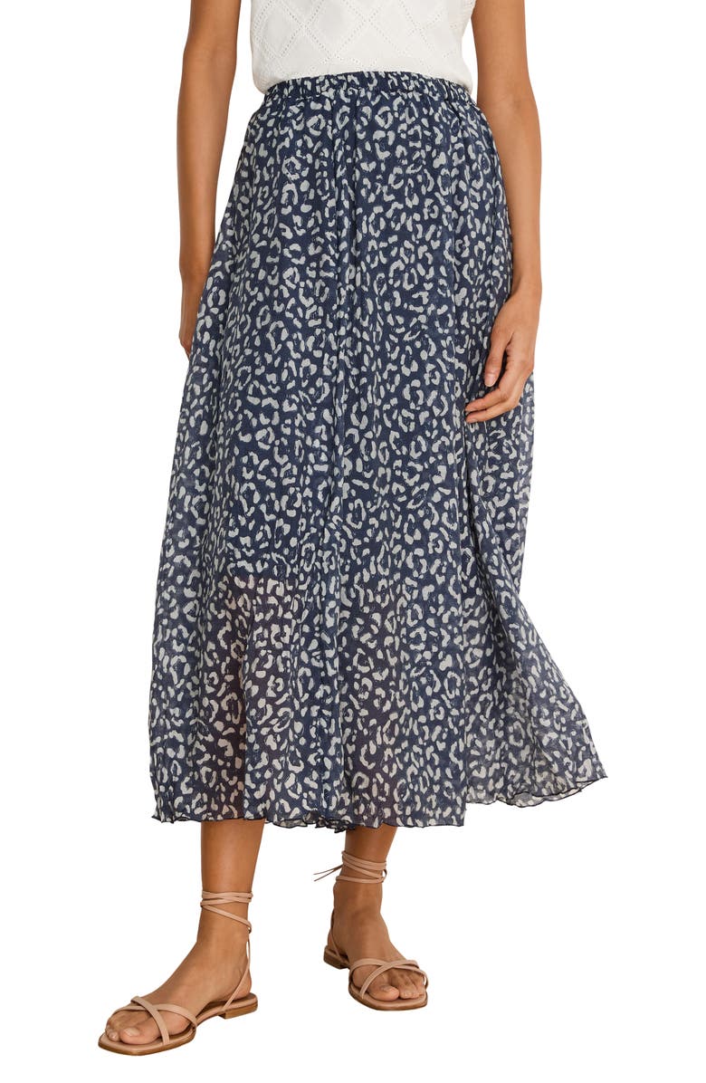 NIC+ZOE Leopard Crinkle Maxi Skirt, Main, color, Indigo Multi