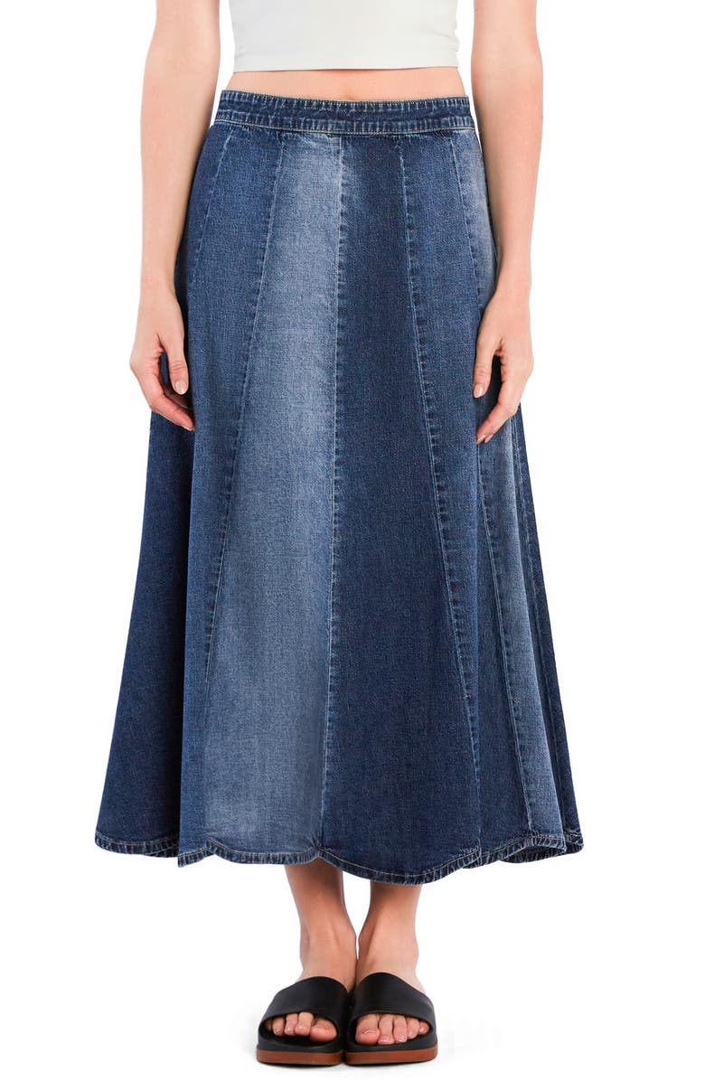 Wash Lab Denim Patchwork Denim Maxi Skirt, Main, color, Mixed Blue