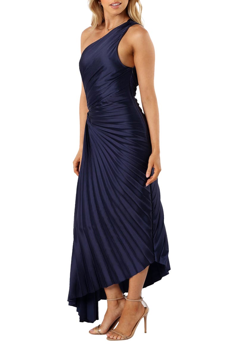 Kleo One-Shoulder Pleated Maxi Dress, Alternate, color, NAVY