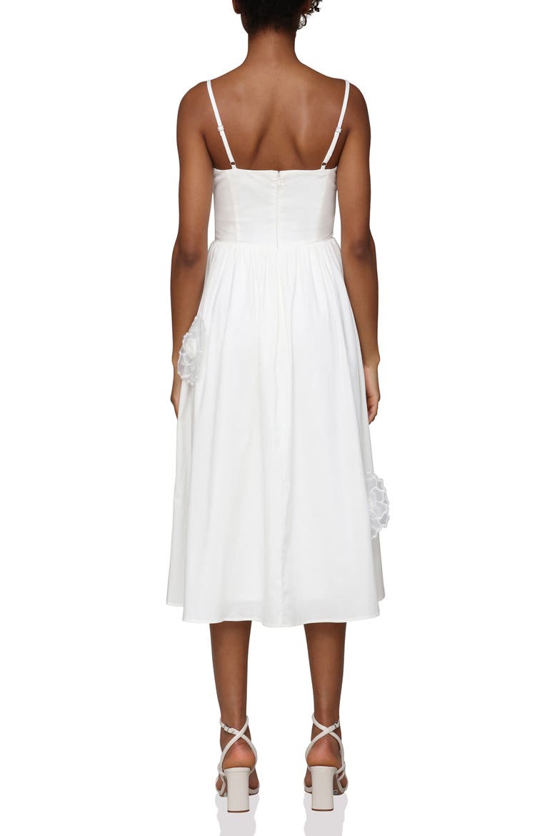 Floral Appliqué Midi Dress, Alternate, color, WHITE