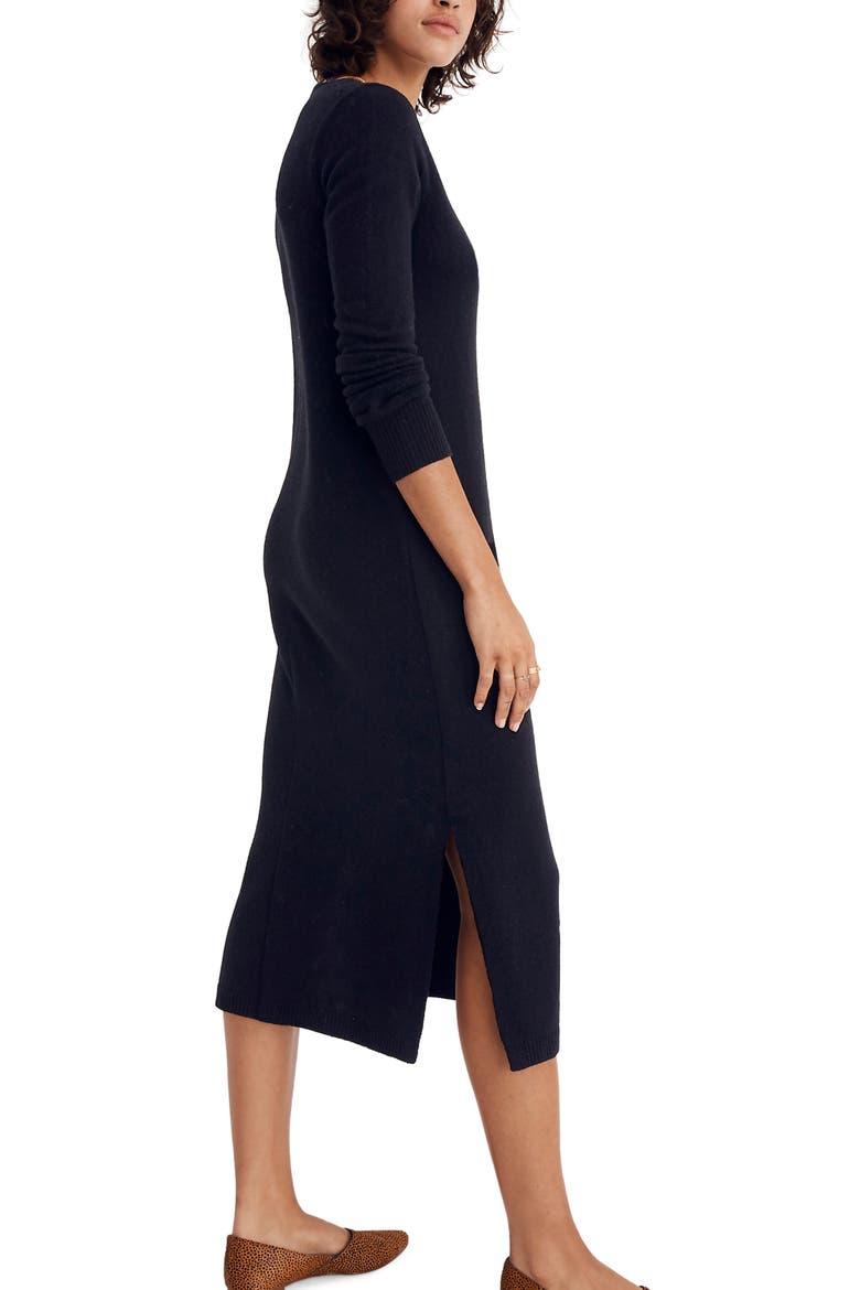 Midi Sweater Dress, Alternate, color, TRUE BLACK