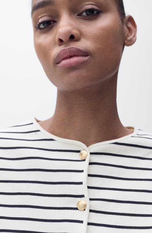 Mango Striped Crop Cardigan