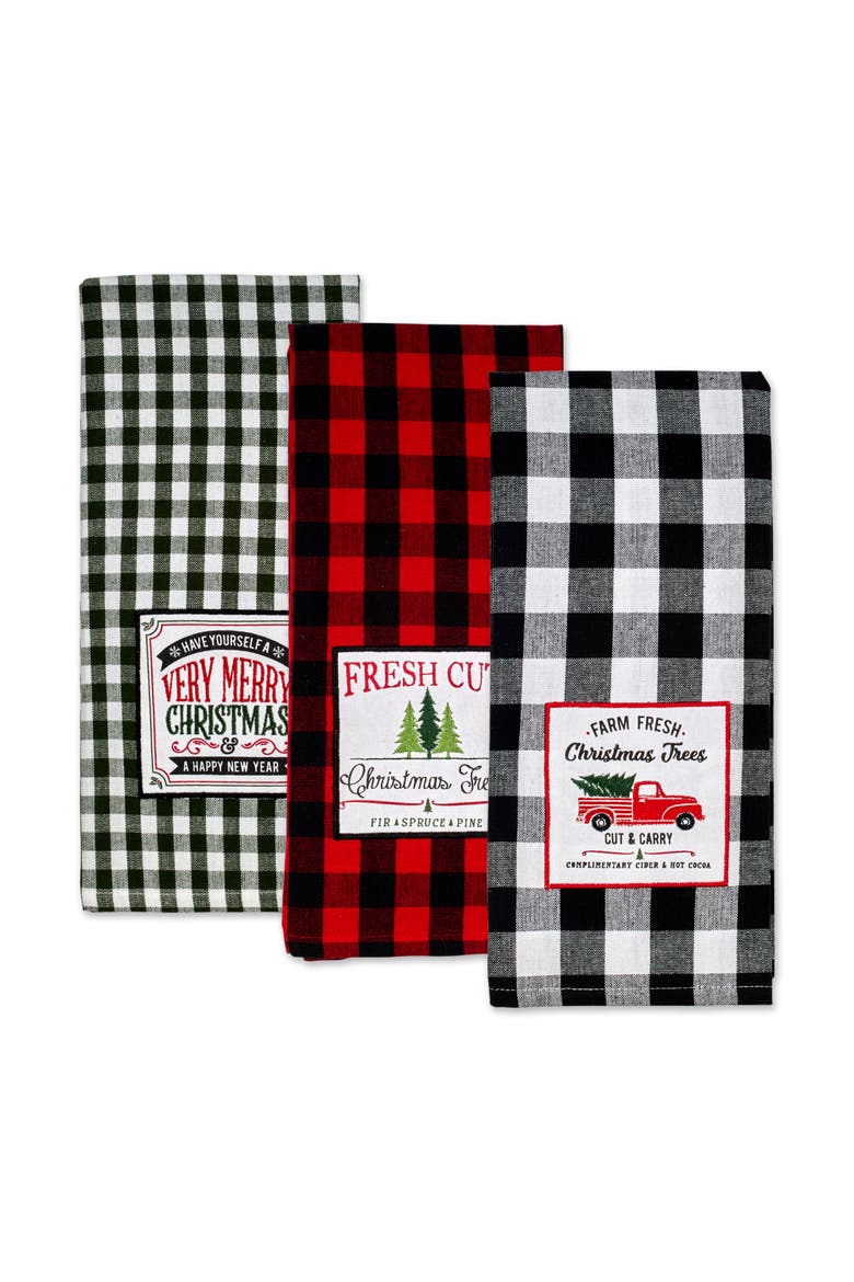 Christmas Embellished Assorted Dishtowels Set/3, Alternate, color, Tree Farm