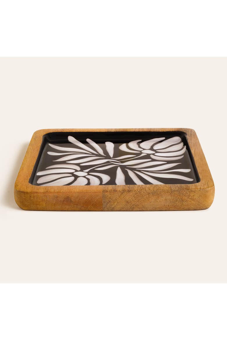 Lakri Square Mango Tree Tray Curated Decor, Alternate, color, Black