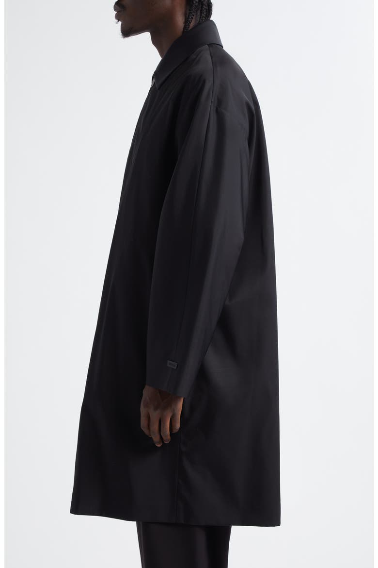 Nylon & Wool Car Coat, Alternate, color, BLACK