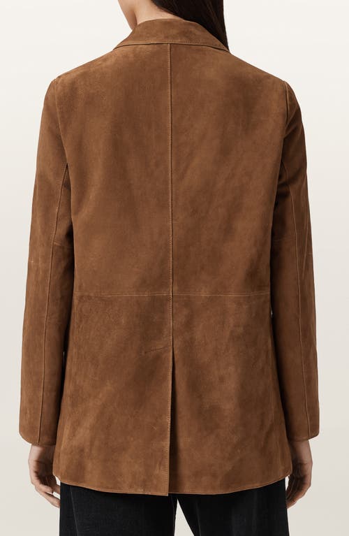 Allsaints Womens Sugar Brown Arna Lapel-collar Single-breasted Suede Blazer Xs In Brown