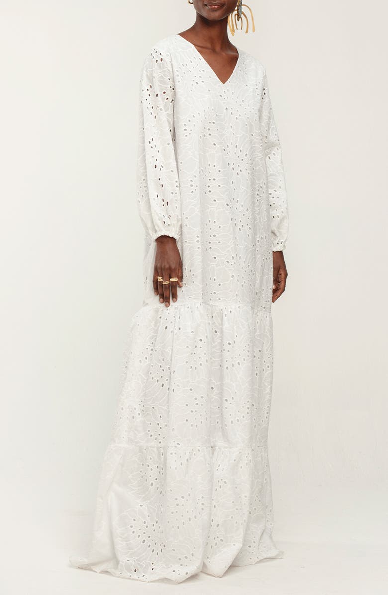 DIARRABLU Penda Floral Long Sleeve Eyelet Dress, Main, color,