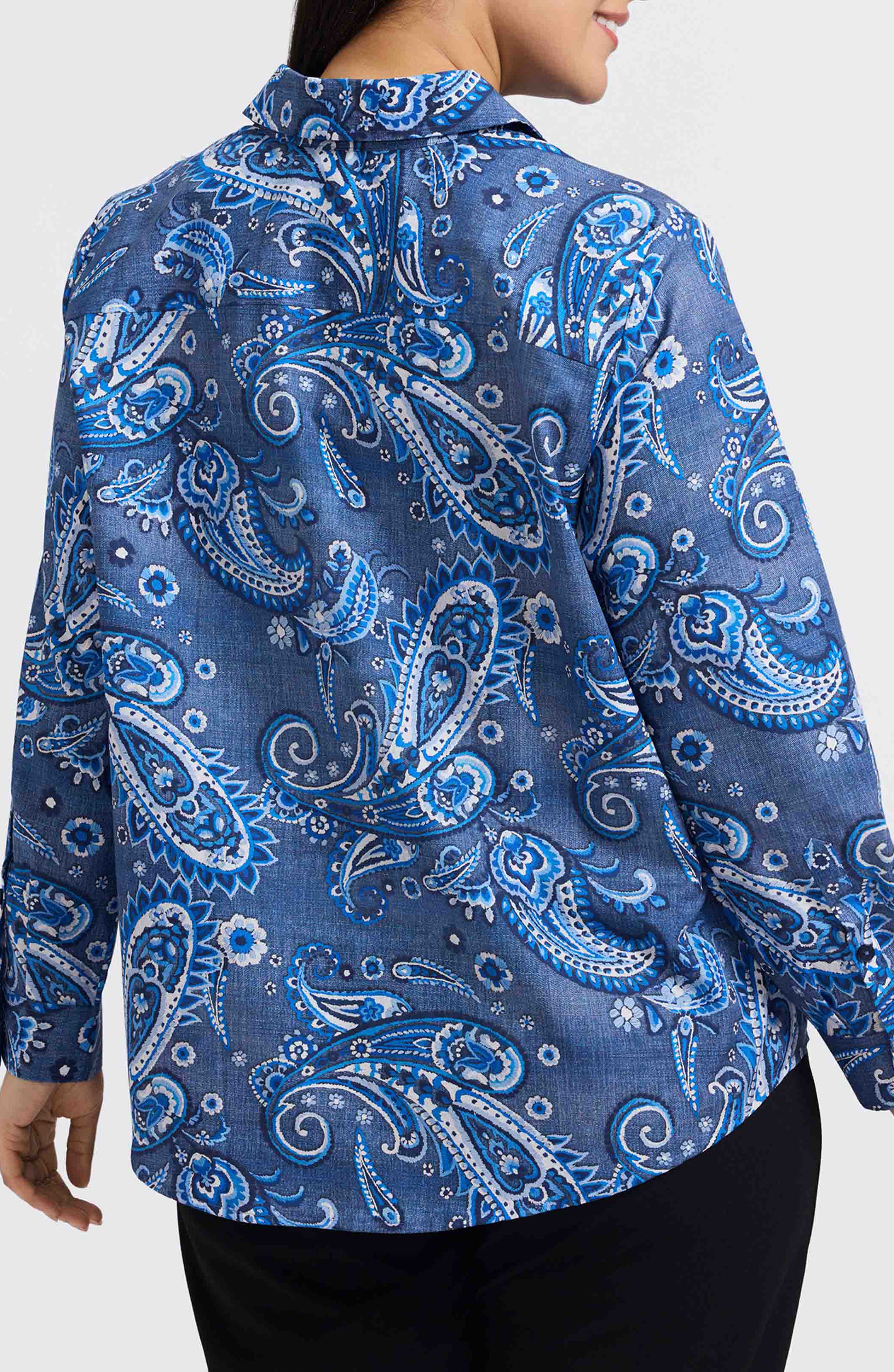 Hampton Paisley Print Cotton Poplin Button-Up Shirt - image 2