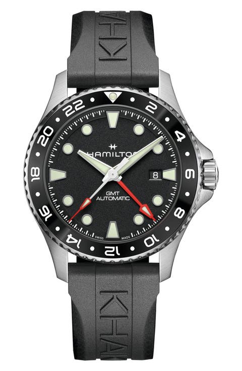 Khaki Navy Scuba GMT Automatic Rubber Strap Watch, 43mm