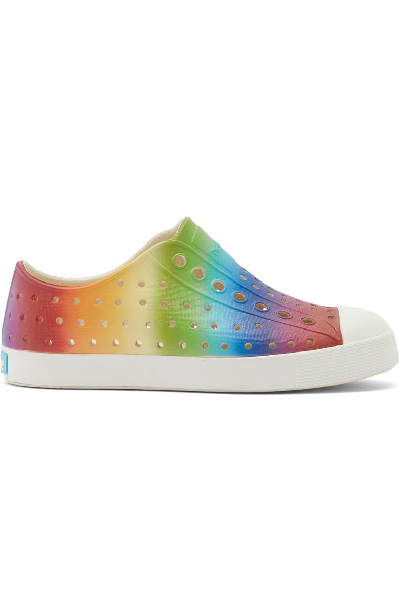 Native Shoes Jefferson Water Friendly Perforated Slip-On, Alternate, color, Shell White/ Rainbow Gradient
