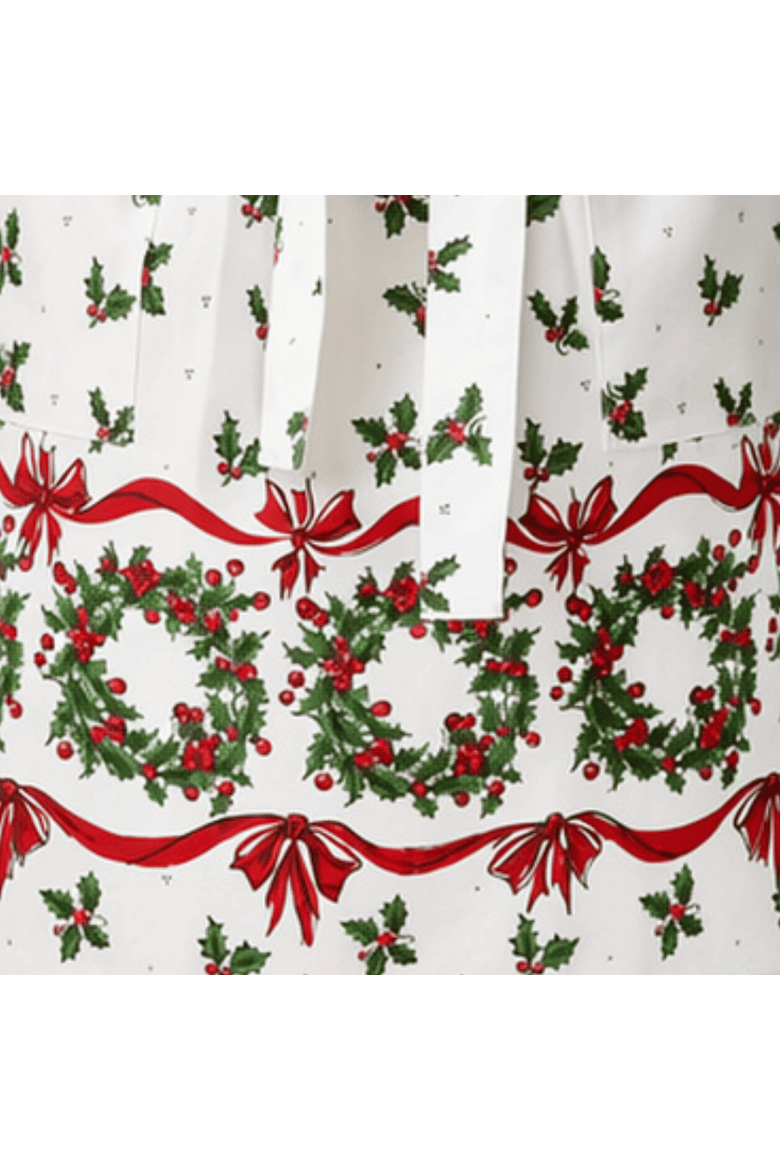 Vintage Holly Christmas Apron - White Multi Cotton Kitchen, Alternate, color, White