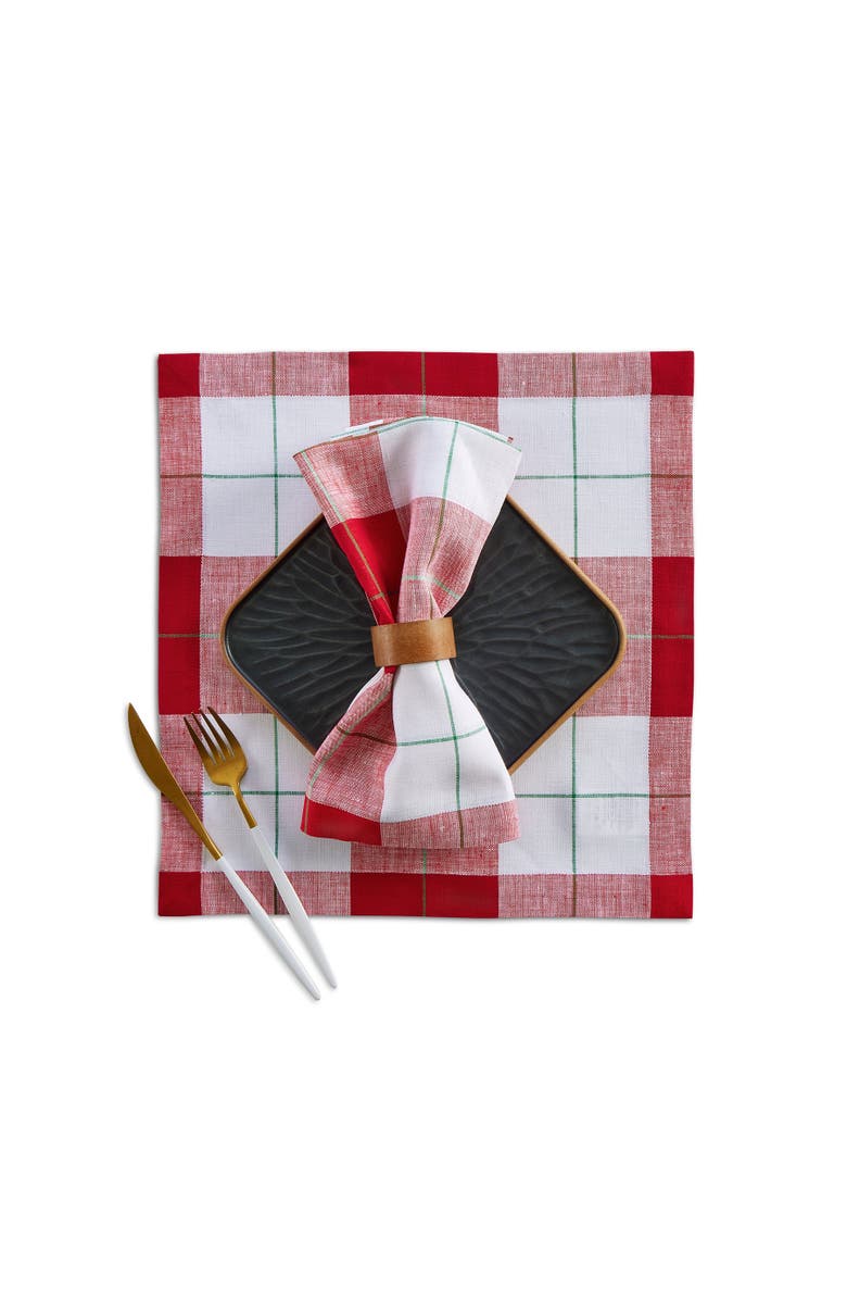 Solino Home Linen Square Placemats - Very Merry Plaid, Alternate, color, 