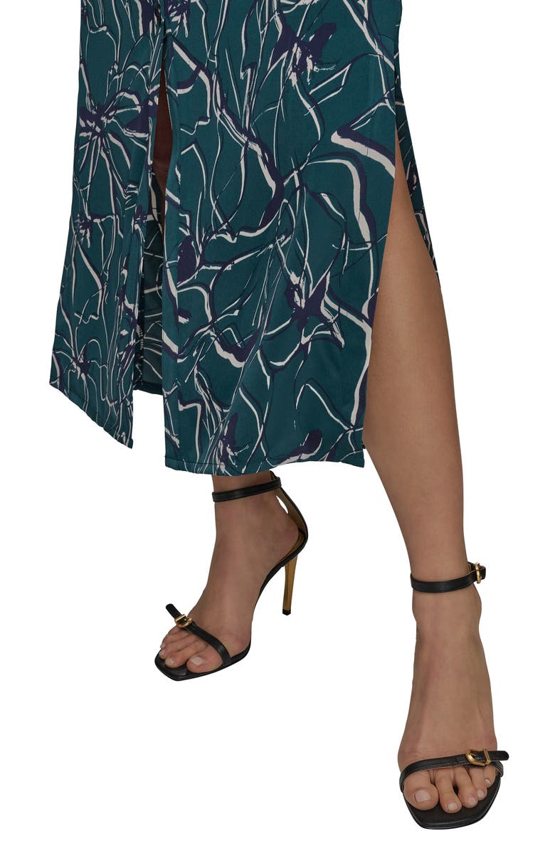 Donna Karan New York Floral Long Sleeve Shirtdress, Alternate, color, Green/ Eclipse