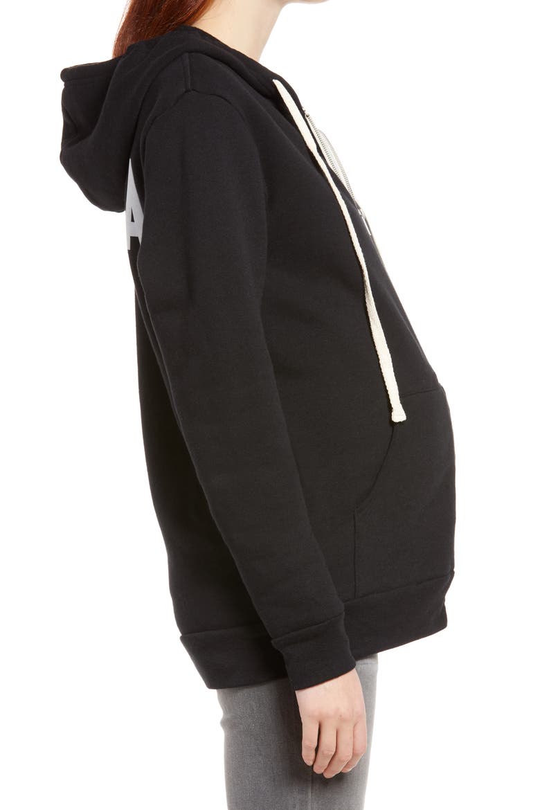 Mama Fleece Maternity Zip Hoodie, Alternate, color, BLACK