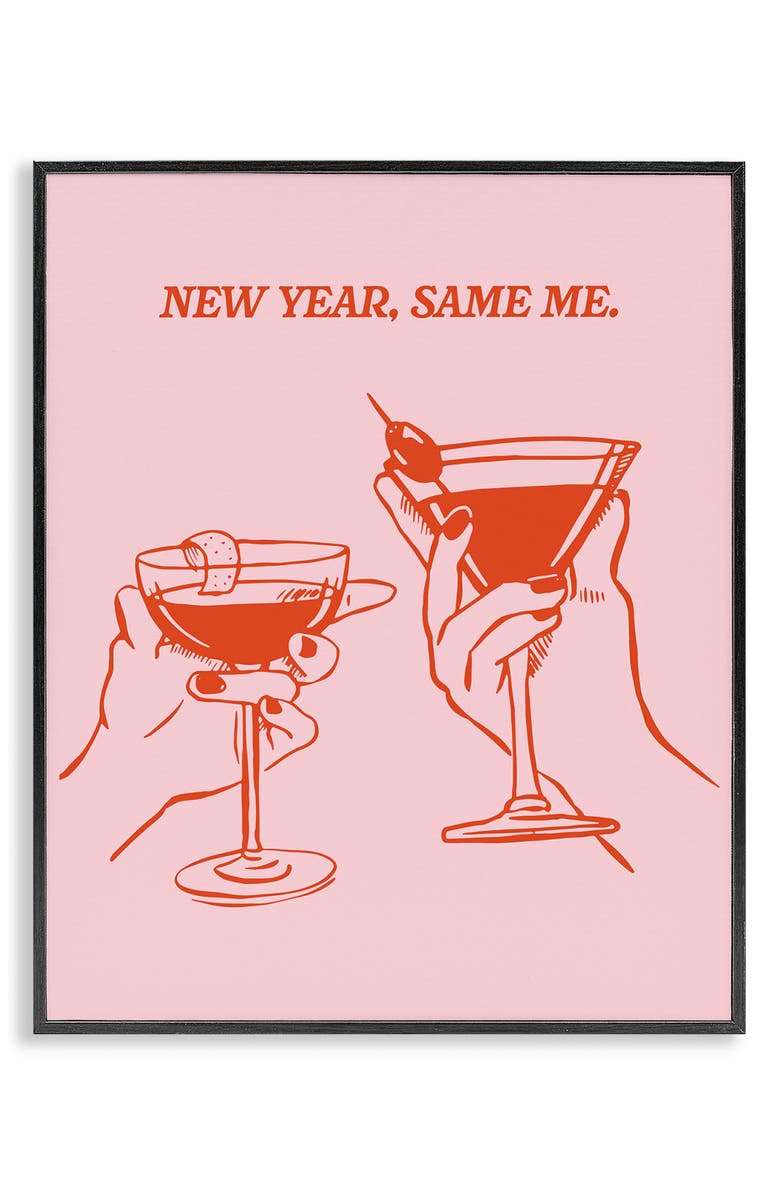 Stupell Industries New Year, Same Me Framed Canvas Wall Art, Main, color, Red
