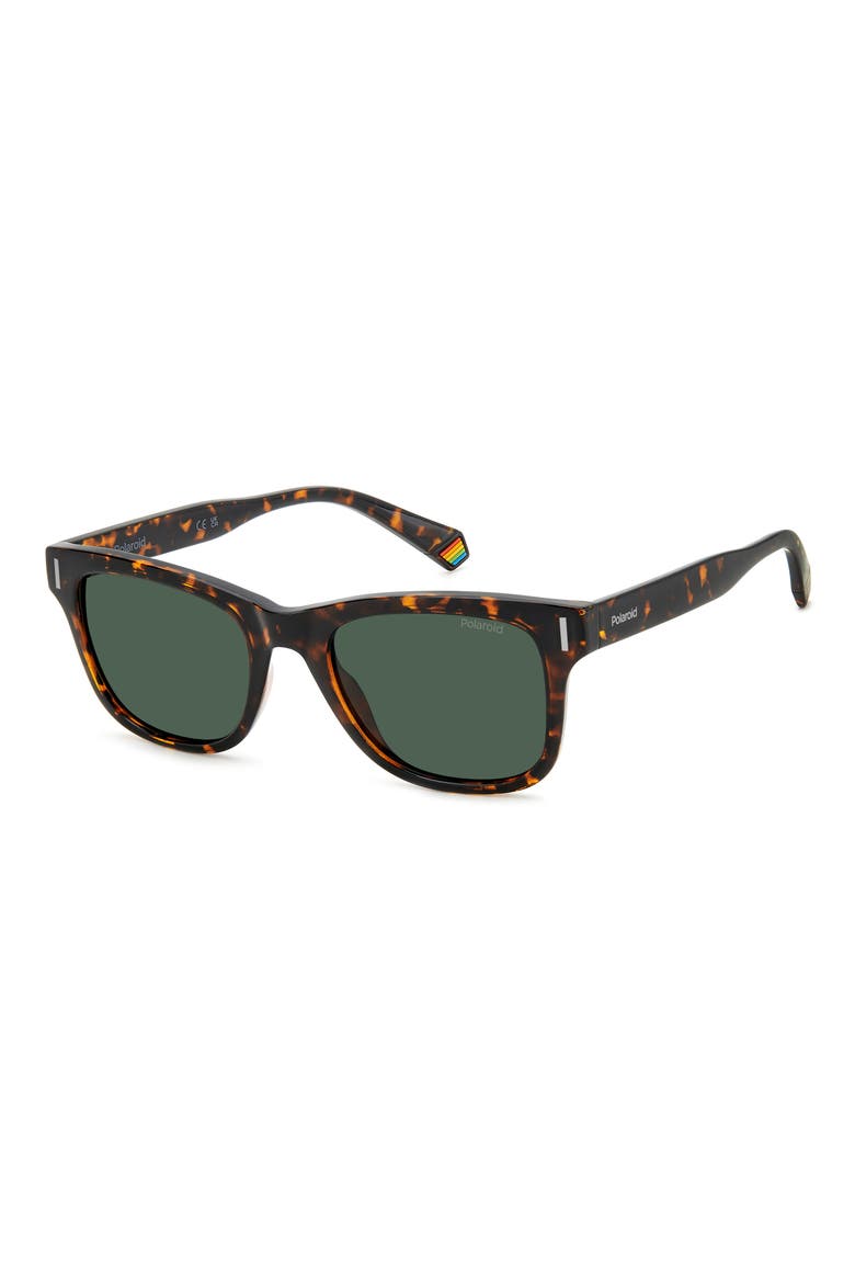 51mm Polarized Square Sunglasses, Alternate, color, HAVANA/ GREEN POLARIZED