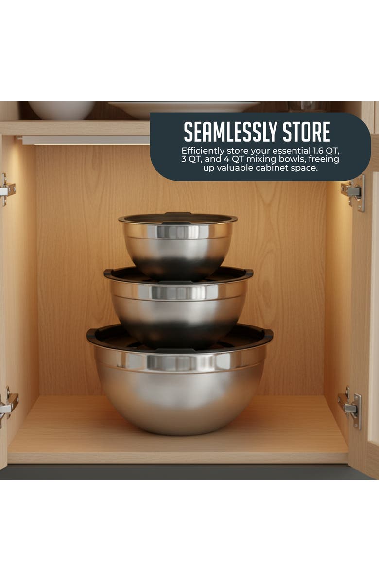 Luminuxe Durable Stainless Steel Nesting Mixing Bowl Set 3-Piece, Alternate, color, 