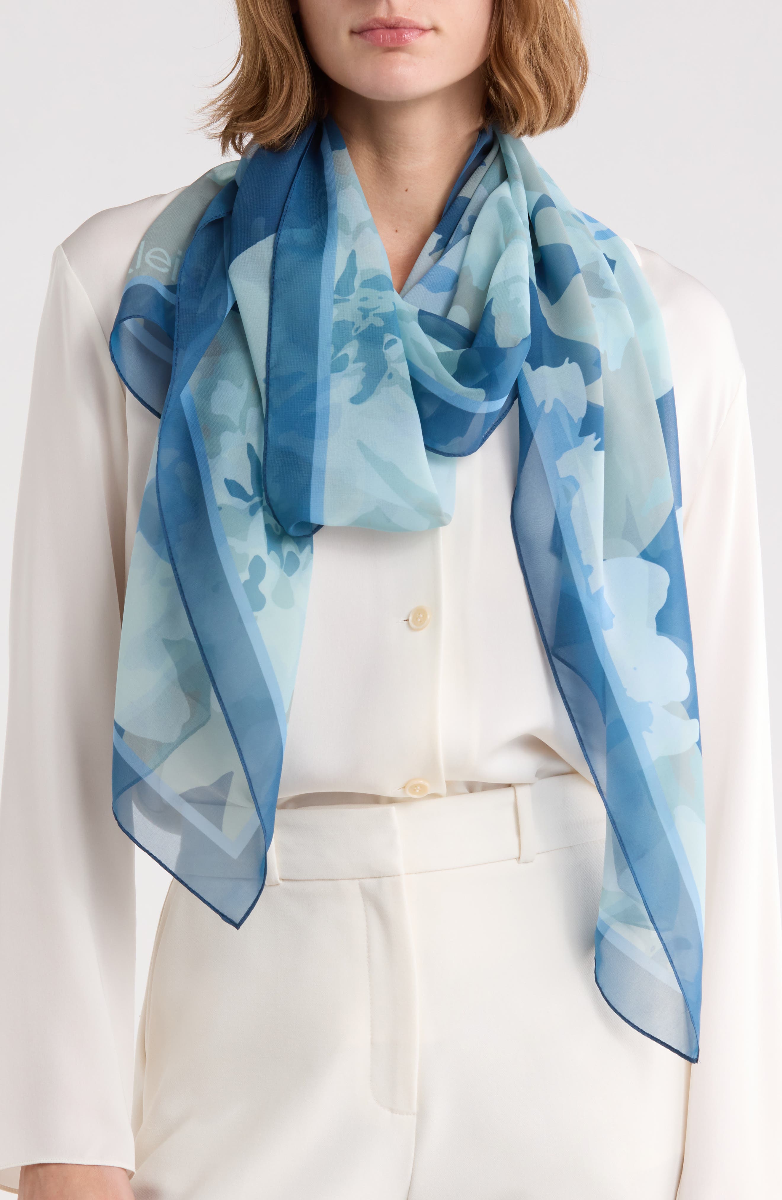 Dusty Floral Chiffon Wrap Scarf