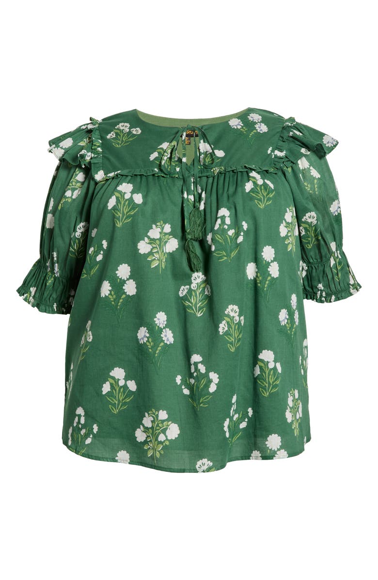 SUGARLIPS Kestrel Auria Floral Ruffle Puff Sleeve Cotton Top, Alternate, color,