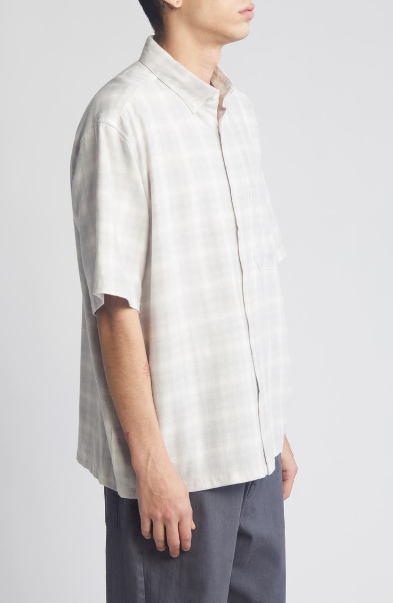 ASOS DESIGN Boxy Oversize Plaid Short Sleeve Button-Down Shirt, Alternate, color, 