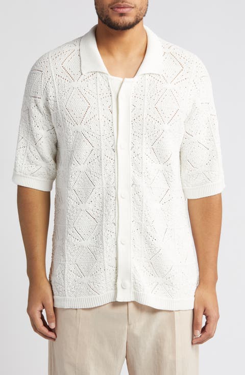 Sammp Short Sleeve Knit Button-Up Shirt