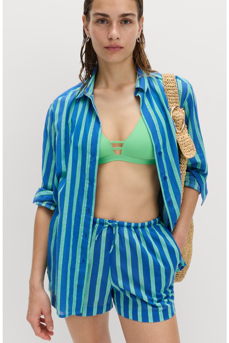Stripe Long Sleeve Cotton Button-Up Top, Alternate, color, BLUE/ MULTI